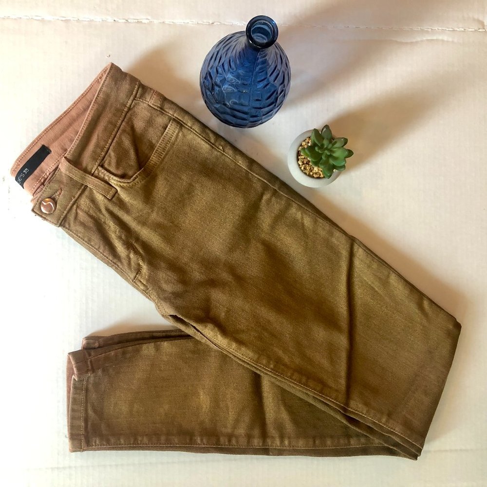 Joe’s Jeans Mid-Rise Skinny Jeans Gold Metallic 26
